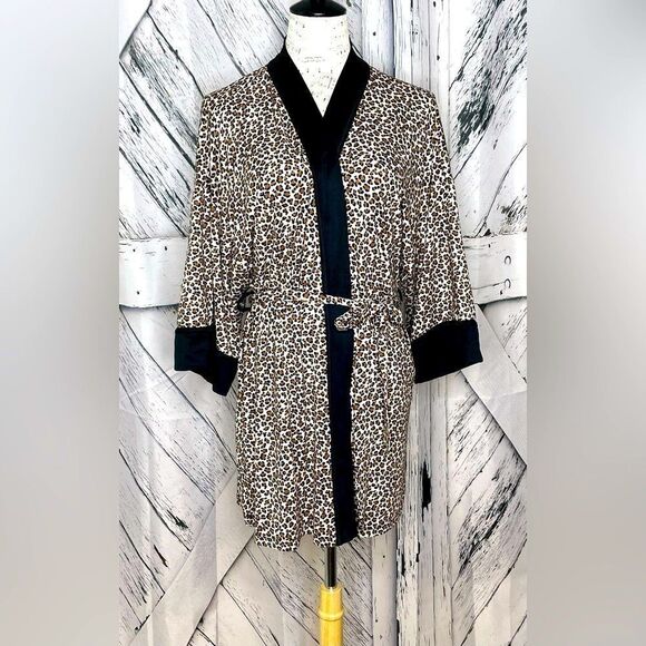In Bloom by Jonquil Short Leopard Print Robe Kimono XS/S - Picture 1 of 8
